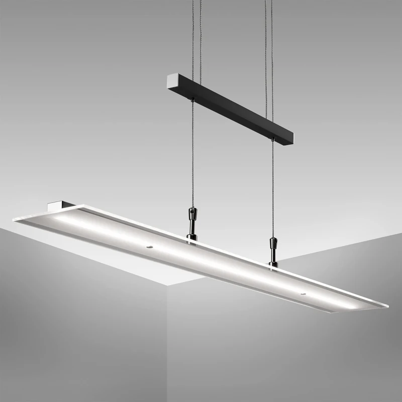 B.K.Licht - LED Dimmable Pendant Light, Adjustable Height, Built-in 20W Warm White LED Board, Black