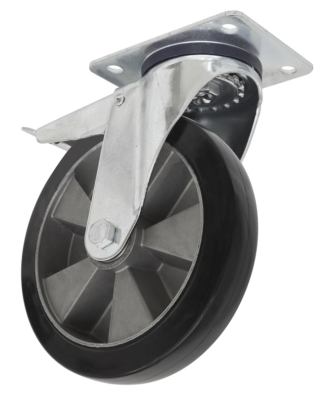 Sealey Ø152mm Heavy-Duty Rubber Castor Wheel Swivel with Total Lock - Trade - SCW5152SPLEM