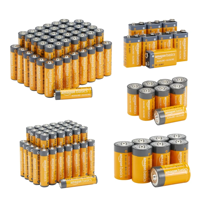 Amazon Basics 108-Pack Alkaline Battery Super Value Pack - 48 AA + 36 AAA + 8 C + 8 D + 8 9Volt
