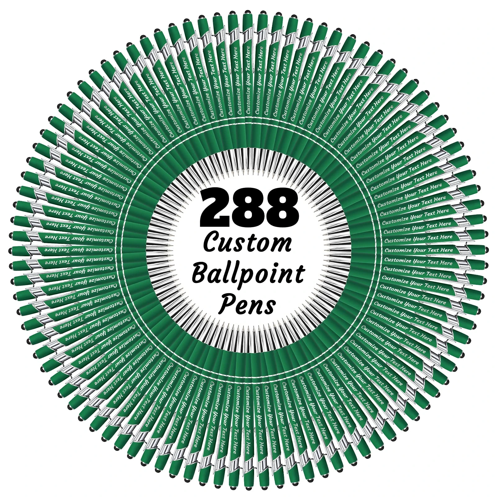 YanNanKe Custom Pens Personalised Bulk, Customised Engraving Ballpoint Pens with Stylus Name or Text, Ideal Anniversary, Birthday or Graduation Gift(288 PCS, Black Ink)