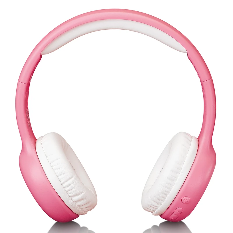 Lenco HPB-110 Children's Bluetooth Headphones Bluetooth 5.0-85 db, 250 mAh Hands-Free Function Micro USB Foldable with Stickers Pink Plain