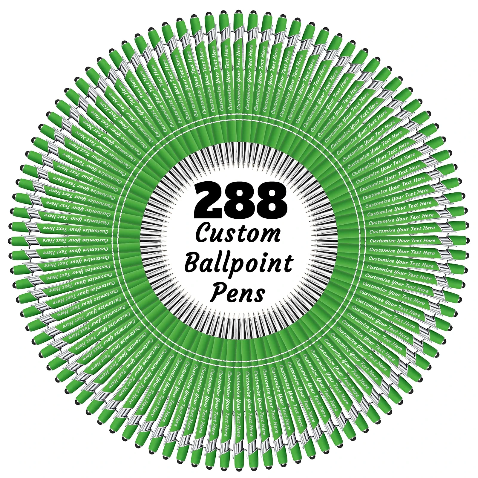 YanNanKe Custom Pens Personalised Bulk, Customised Engraving Ballpoint Pens with Stylus Name or Text, Ideal Anniversary, Birthday or Graduation Gift(288 PCS, Black Ink)