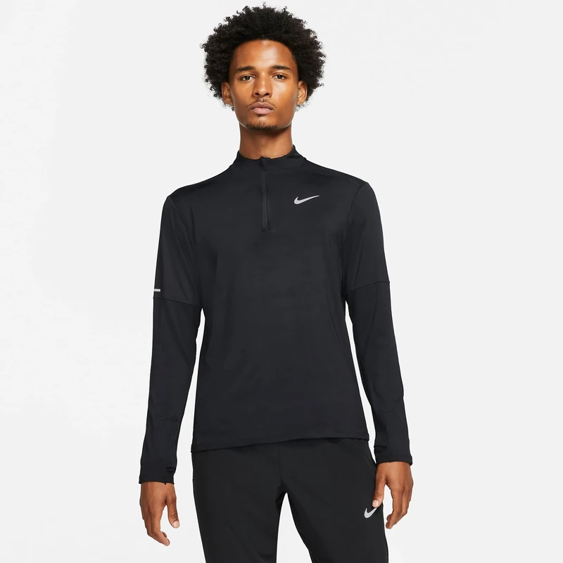 Nike DD4756 M NK DF ELMNT TOP HZ Sweatshirt mens black/reflective silv S