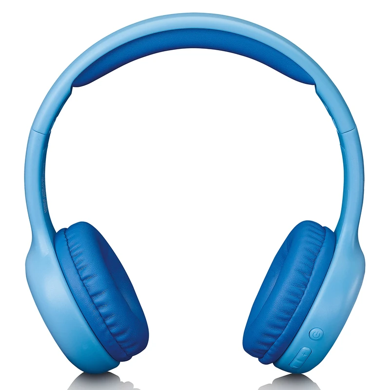 Lenco HPB-110 Children's Bluetooth Headset - Bluetooth 5.0-85 dB - Volume Limiting - Built-in 250 mAh Battery - Hands-Free Function - Micro USB - Foldable - with Stickers - Blue, Plain - Image 1