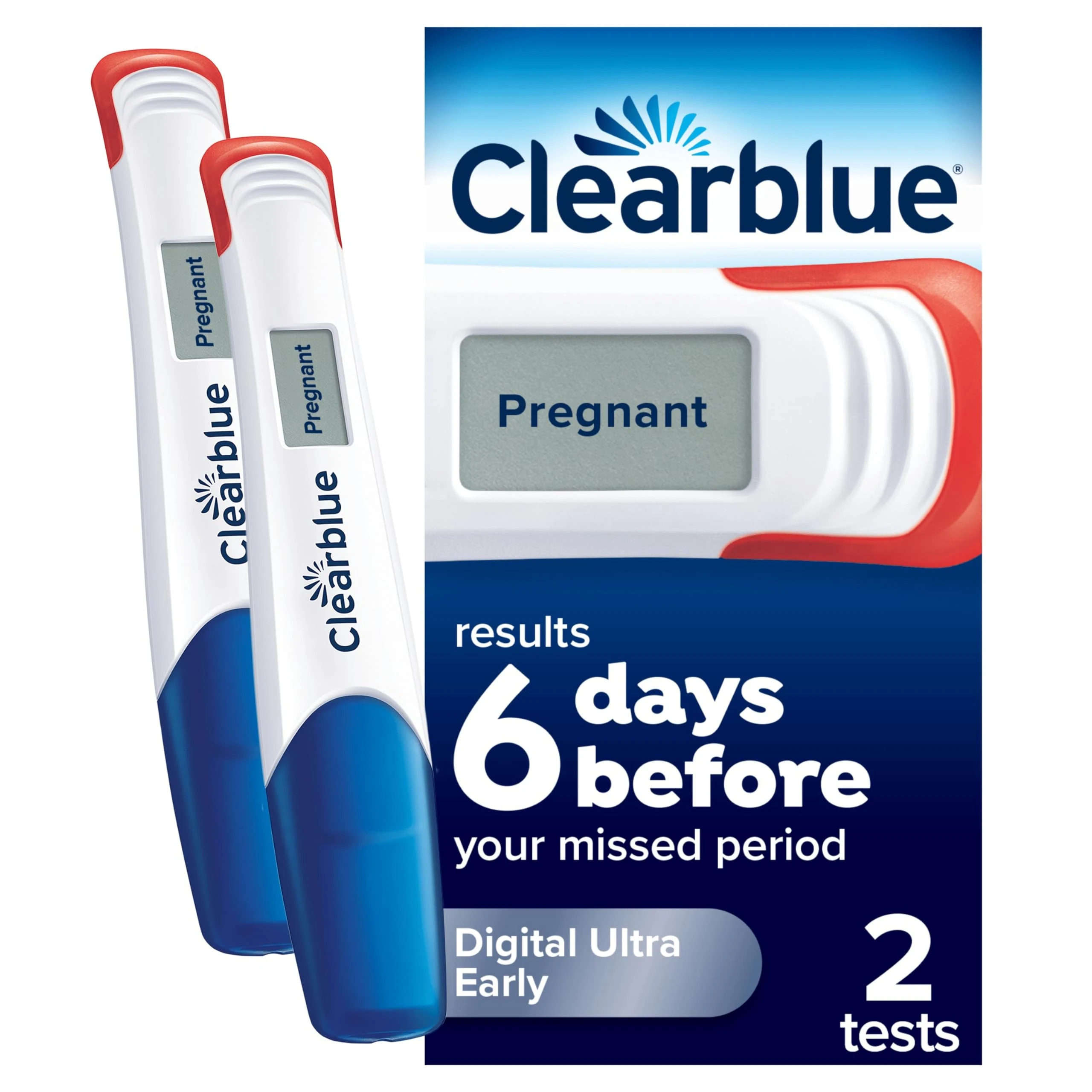 Clearblue Early Detection Pregnancy Test – Digital Ultra Early (10 mIU/ml), No Test Can Tell You Sooner – 2 Digital Tests, Packaging May Vary