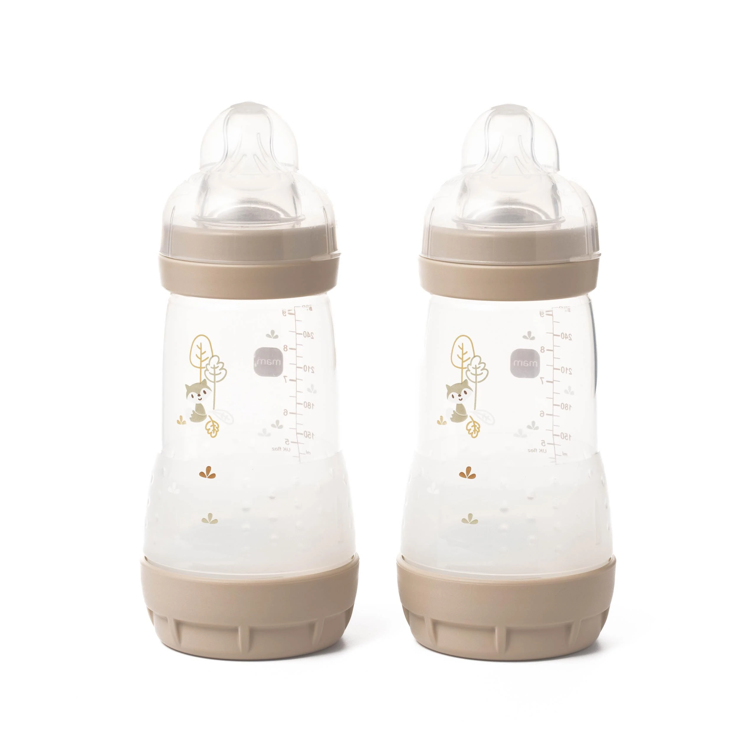 MAM Easy Start Anti-Colic Baby Bottles | 2 Pack (2 x 260ml) | Self-Sterilising Baby Milk Bottle | Medium Flow MAM Teats Size 2 | Newborn Essentials | Unisex (Various Designs)