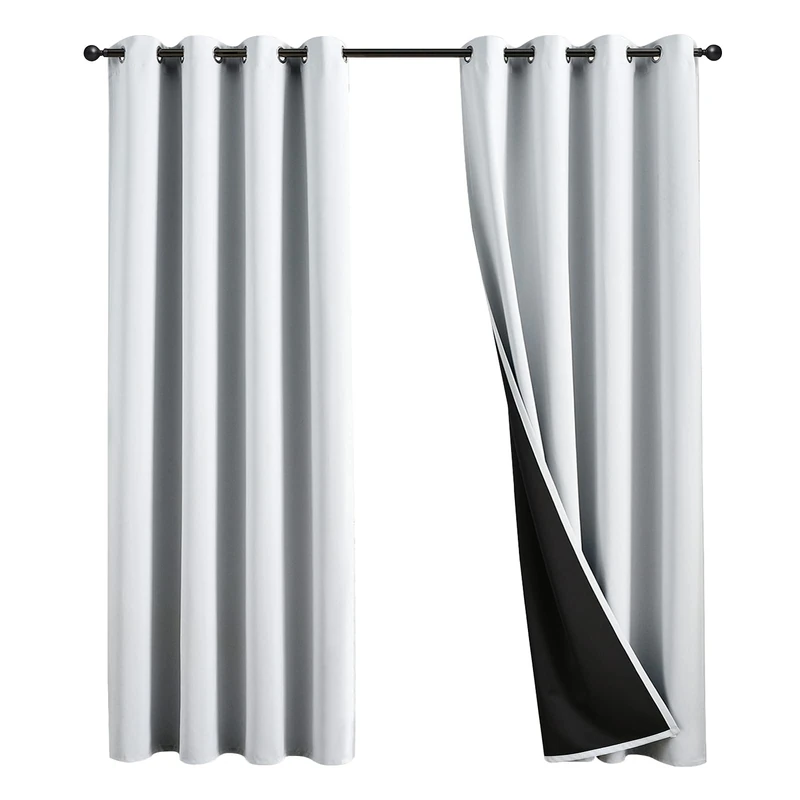 JSFLY 100% Blackout Curtains 106 inch Length for Bedroom, Thick Noise Reduction Thermal Insulated Grommet Window Drapes Room Darkening Curtains for Living Room, 2 Panels (62x106 inches,White)