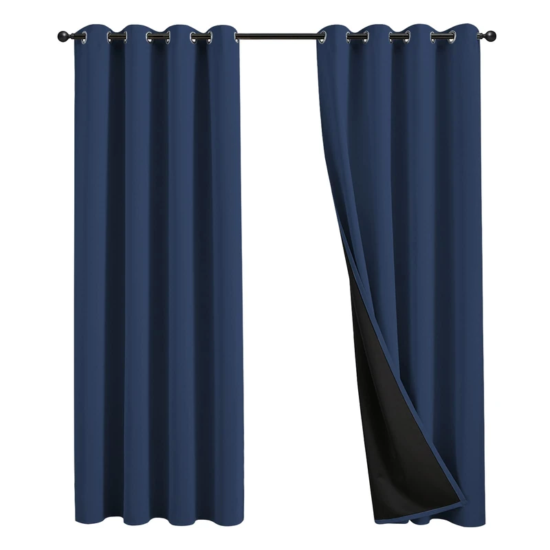 JSFLY 100% Blackout Curtains 84 inch Length for Bedroom, Thick Noise Reduction Thermal Insulated Grommet Window Drapes Room Darkening Curtains for Living Room, 2 Panels (52x84 inches,Navy)