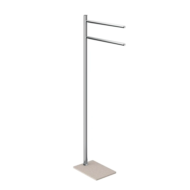 GEDY G-Seoul Beige Floor Lamp with Champagne/Cream Finish, Measures 83.3 x 34 x 14 cm, Floor Towel Holder in Stainless Steel and Cromall, 4 mm Spool Included, Metal, One Size