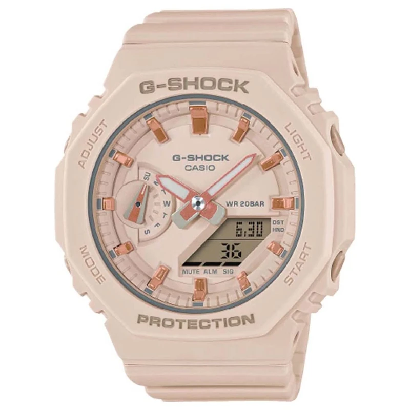 Casio Unisex 46.00mm Quartz Watch with Pink Analogue - Digital dial and Pink Resin Strap GMA-S2100-4AER