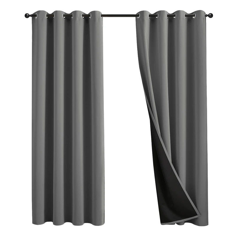 JSFLY 100% Blackout Curtains 106 inch Length for Bedroom, Thick Noise Reduction Thermal Insulated Grommet Window Drapes Room Darkening Curtains for Living Room, 2 Panels (62x106 inches,Gray)