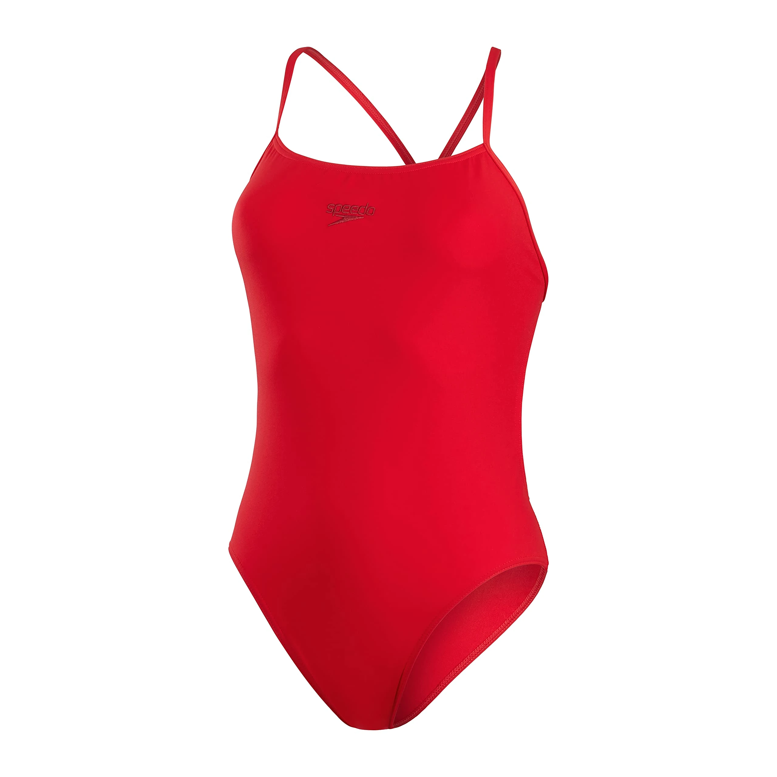 Speedo Women's Eco Endurance+ Thinstrap 1 Piece Swimsuit | Athletic Fit | Classic Design| Recycled Fabric | Chlorine Resistant | Extra Flexibility, Fed Red, 26