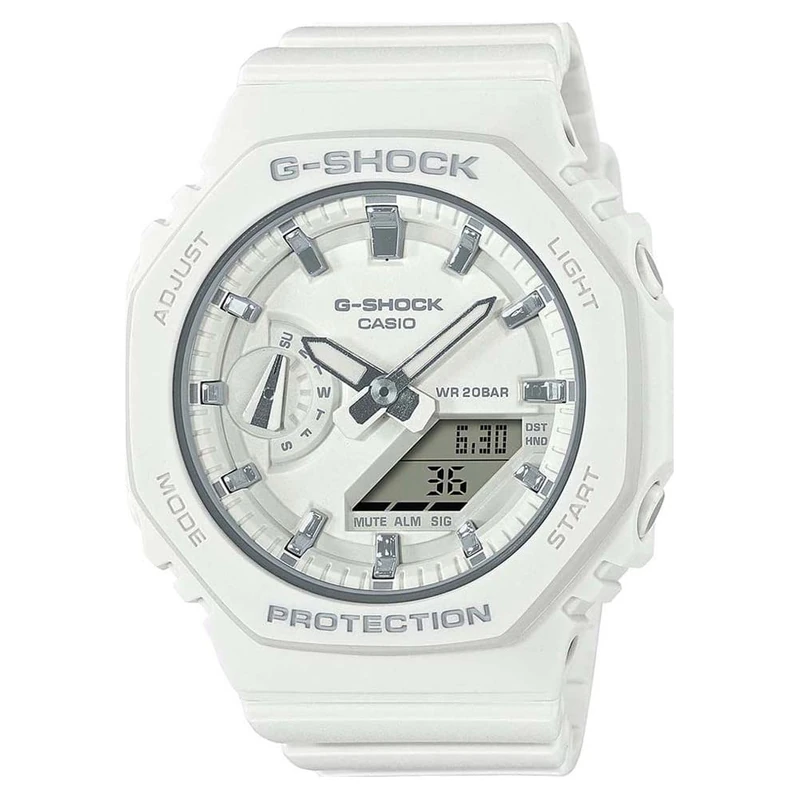 Casio Unisex 46.00mm Quartz Watch with White Analogue - Digital dial and White Resin Strap GMA-S2100-7AER