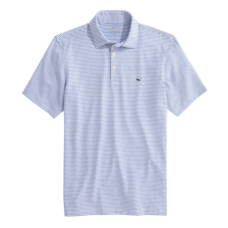 Vineyard Vines Men's Bradley Stripe Sankaty Polo, Yacht Blue Tejeda, Large