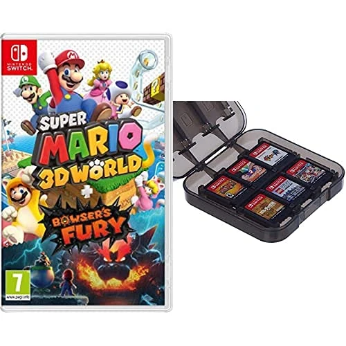 Super Mario 3D World + Bowser's Fury (Nintendo Switch) & Amazon Basics Game Storage Case for Nintendo Switch - Black