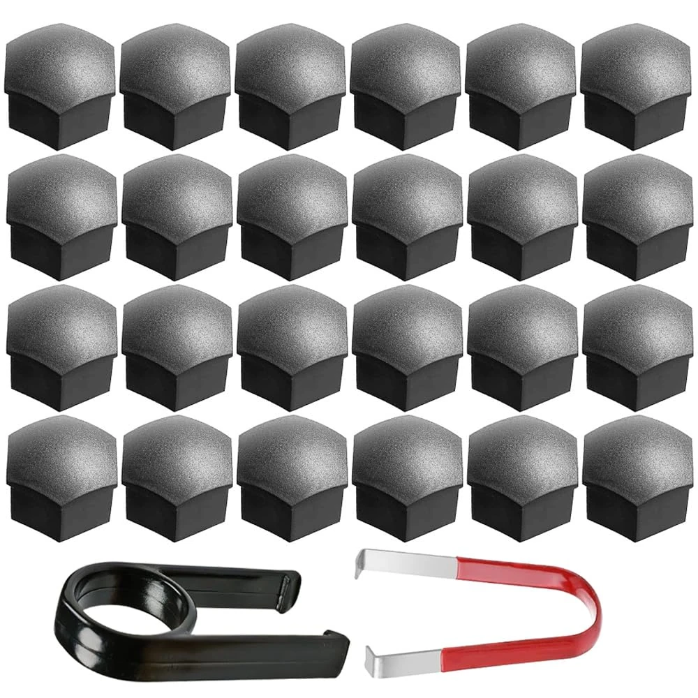 Gebildet 24pcs Wheel Nut Cap 17mm Wheel Bolt Nut Caps Covers, Hexagonal Tire Nut Covers with Removal Tool Set for Cars(Matte Grey)