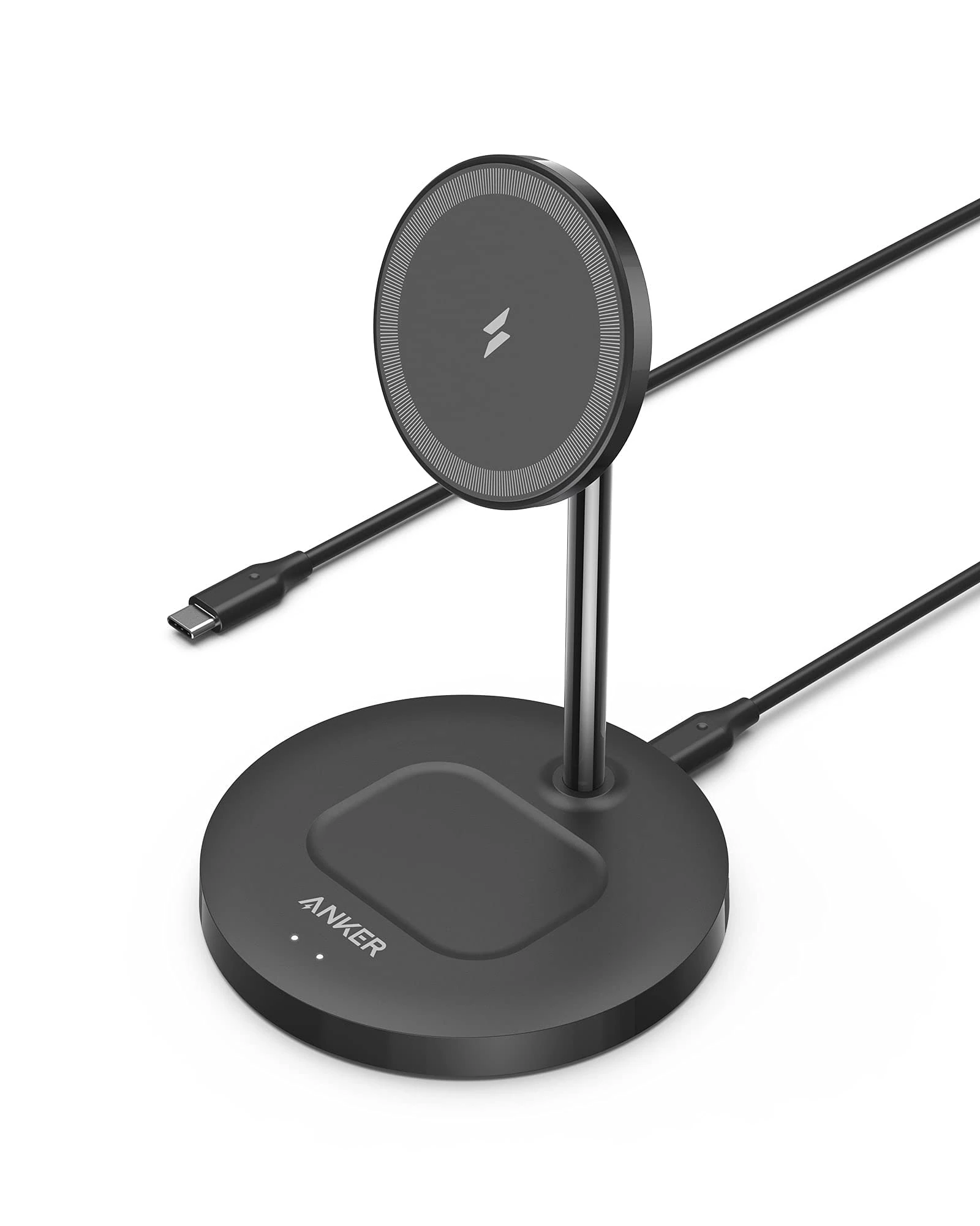 Anker Wireless Charging Stand, PowerWave 2-in-1 Magnetic Stand Lite with 5 ft USB-C Cable, Charging Stand for iPhone 16/15/14/13/12 Series, AirPods 2/Pro, and More (AC Adapter Not Included)