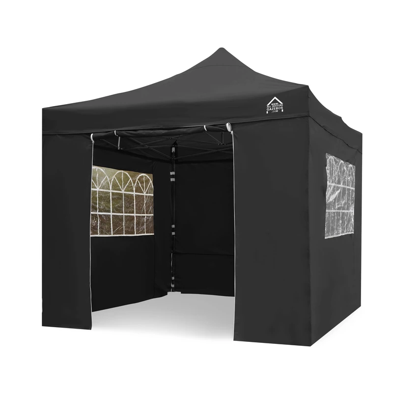 All Seasons Gazebos 3x3m Waterproof Pop Up with Premium Side Walls & Accessories | Heavy Duty, High-Grade Materials (Black)