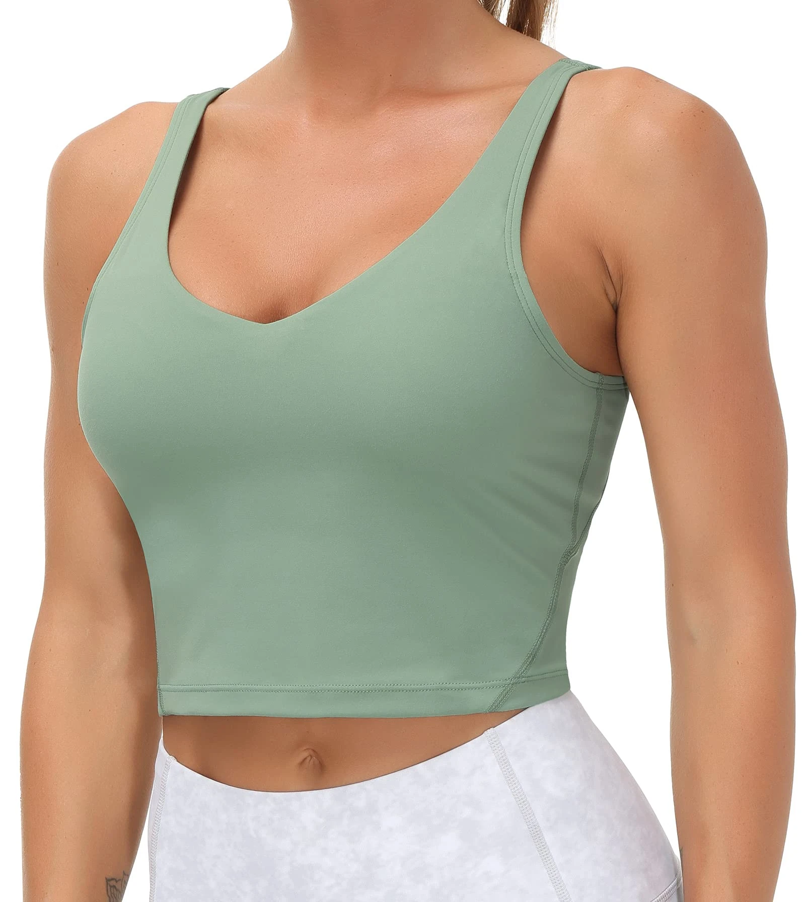 THE GYM PEOPLE Womens' Sports Bra Longline Wirefree Padded with Medium Support