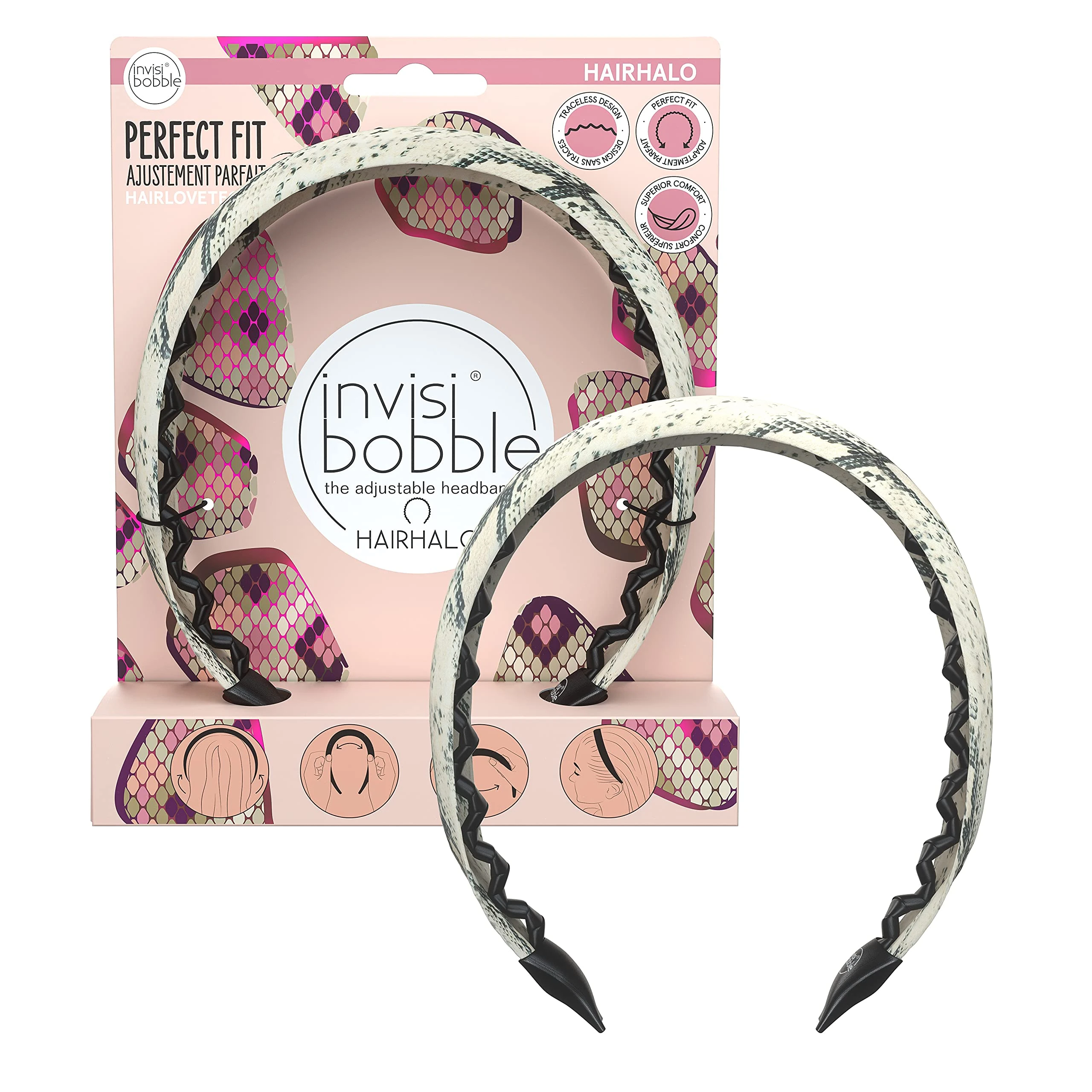 invisibobble Hairhalo Alice Band "What Happens in Safari" I 1 x Adjustable Headband Snake Print Girls & Women I Gentle & Comfortable I Limited Collection Urban Safari