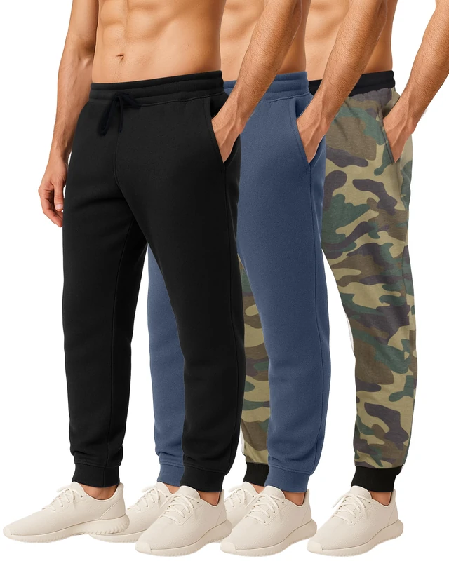 Real Essentials 3 Pack: Men's Tech Fleece Active Athletic Casual Jogger Sweatpants with Pockets (as8, Alpha, xx_l, Regular, Regular, Set G)