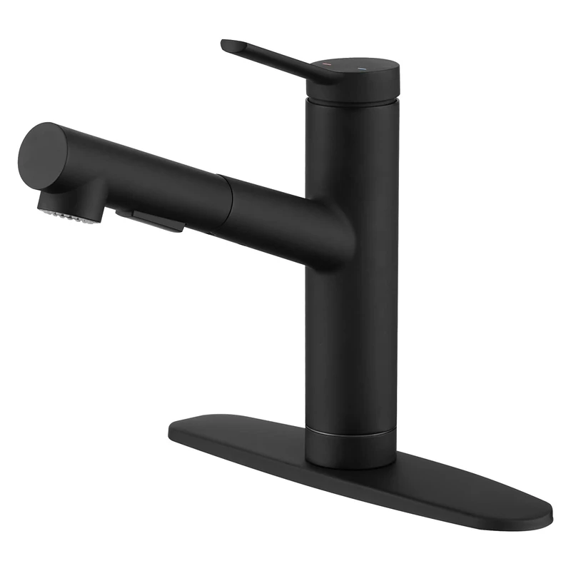 CREA Kitchen Bar faucets,Black Kitchen Sink Faucet Pull Out Sprayer Utility Small Prep Wet Bar Single Handle Hole,Commercial Modern rv Sink Low Arc Faucet Outdoor Laundry