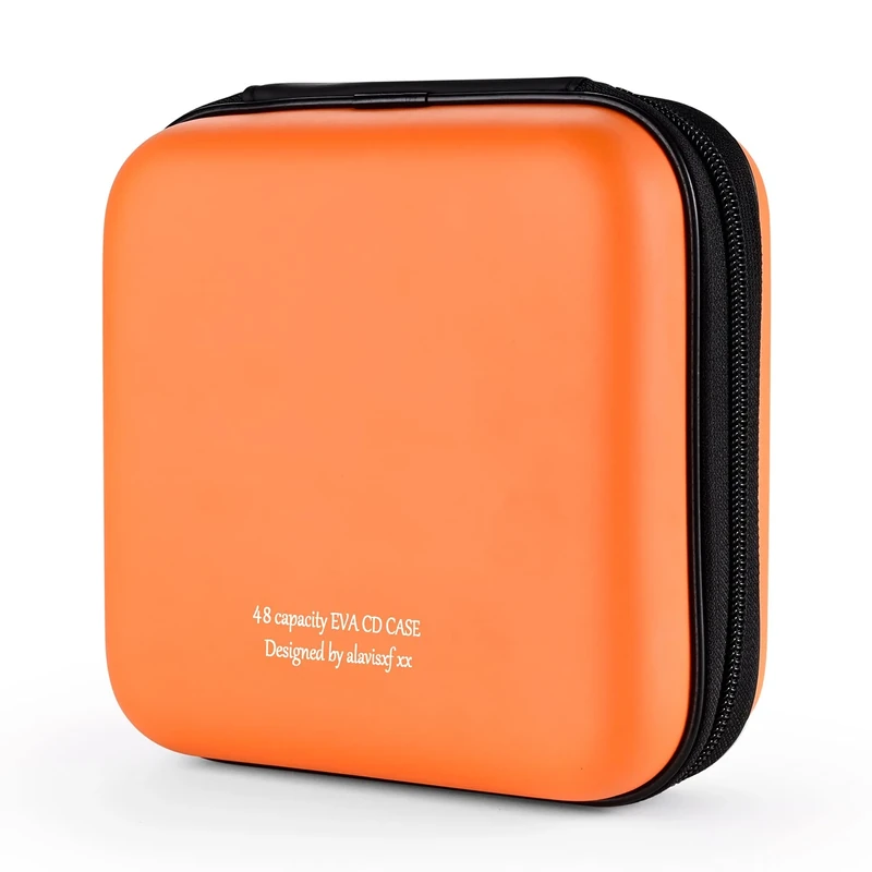 KUOCDSIK 48-CD Case - Hard EVA Portable DVD Organizer, Orange