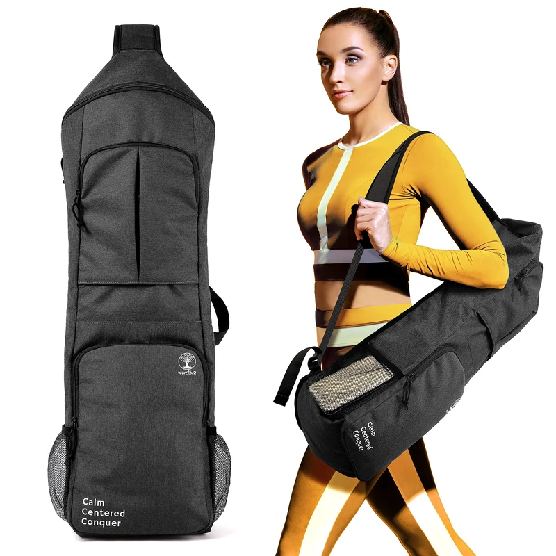 WARRIOR2 Yoga Mat Bags for Women & Men Fits 1/2" Thick Mat, Travel Yoga Backpack with Mat Holder, Large Pockets for Accessories & Water Bottles | Zipper Yoga Mat Bag Carrier - Image 1