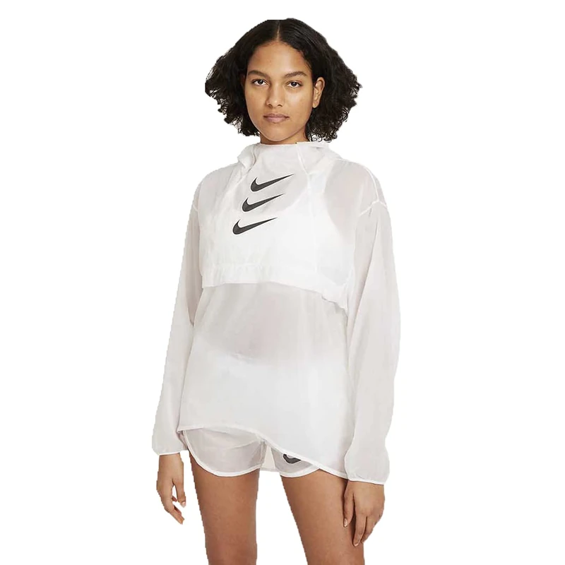 Nike Women's Run Devision Po Pckbl Jacket, White/Black, XS