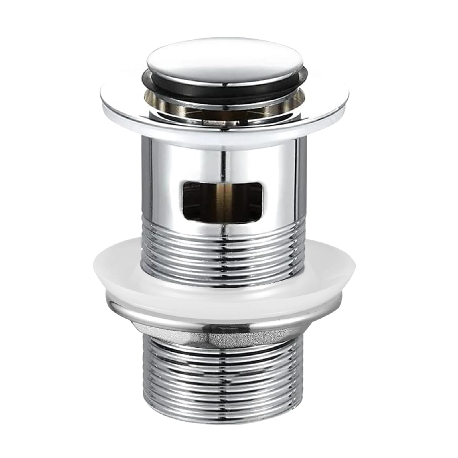 Wasserrhythm Pop up Basin Waste Slotted Click Clack Plug with Overflow Pop-up Bathroom Sink Waste Chrome 304 Stainless Steel