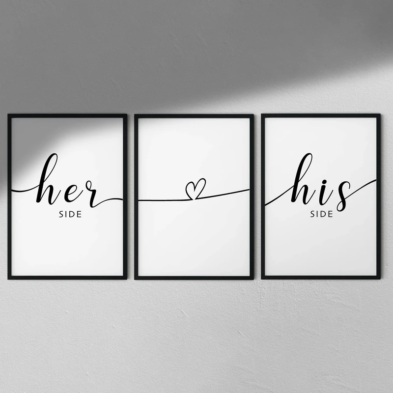 Hygge Creations, Side-Typography (Pack of 3), 230gsm Fine Art Paper, A4 Print Mounted Into A3 White Frame-A5 Print Mounted into A4 Frame