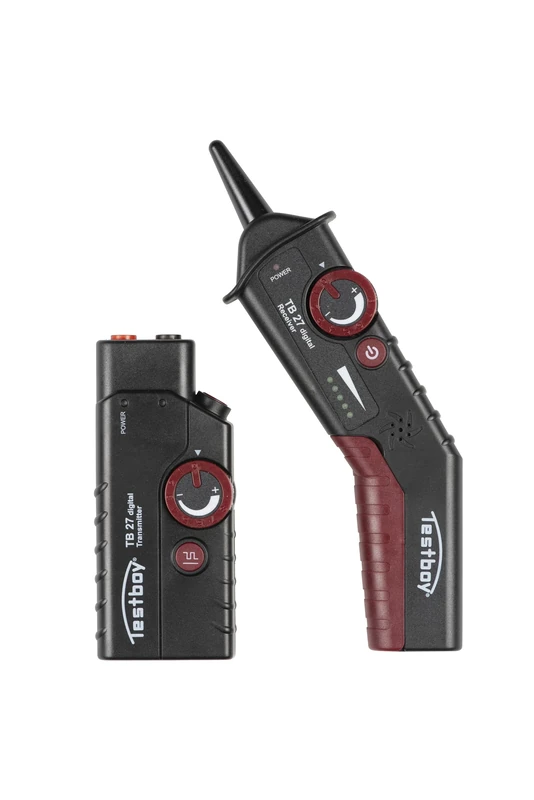 Testboy 27 Digital line finder set, protected against external voltage up to 400 V (for live and non-live lines (including underground), adjustable transmit and receive level), black