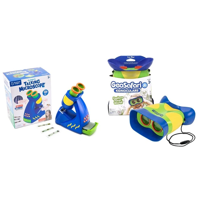Learning Resources Geo Safari Junior Talking Microscope & GeoSafari Jr. Kidnoculars - Compact Shock Proof First Binoculars for Kids