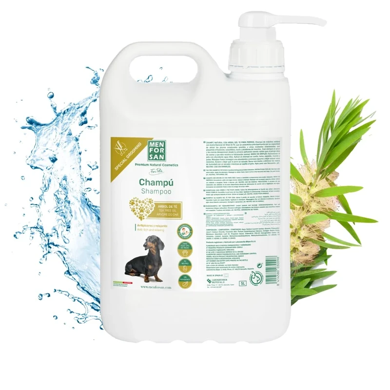 MENFORSAN Tea Tree Shampoo for Dogs | Anti-itch and Anti-fungal Action | Prevents the appearance of lice | Does not damage the fur | 5L
