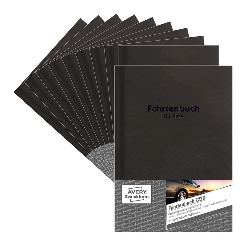AVERY Zweckform 223D-5 Hardcover Driving Book for Cars Approved by The Tax Office A5 96 Pages | 517 Drives for Germany & Austria to Define Private/Business Drives) Pack of 5