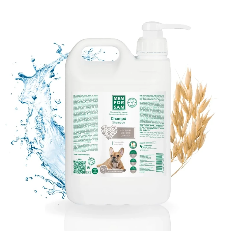 MENFORSAN Dog shampoo with Oatmeal | Softening and Soothing Action | For Sensitive and Delicate Skin | 100% Natural Oats | Mild Fragrance | 5L