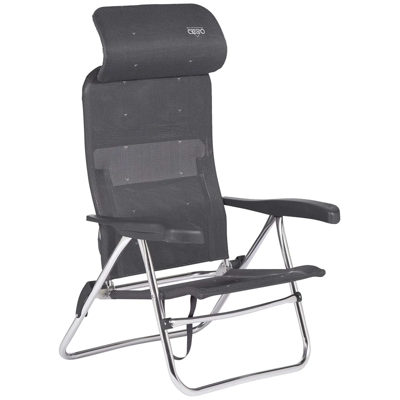 Crespo AL 205 Compact Camping Garden Lounger Chair Folding Chair Aluminium One Size Dark Grey