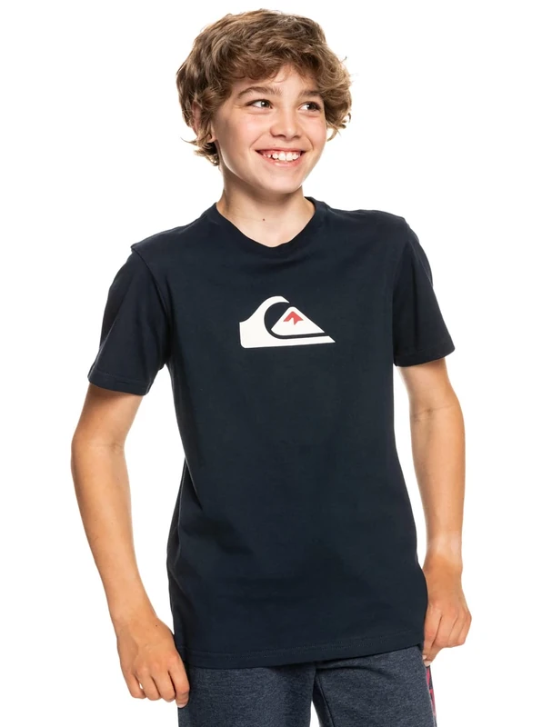 Quiksilver Boys Comp Logo Yth T-Shirt, Blue, 10 Years EU - Image 1