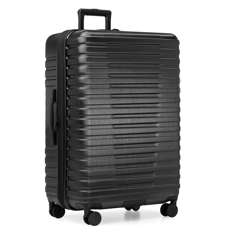 U.S. Traveler Boren Polycarbonate Hardside Rugged Travel Suitcase Luggage with 8 Spinner Wheels, Aluminum Handle, Black, Checked-Large 30-Inch, Boren Polycarbonate Hardside Rugged Travel Suitcase