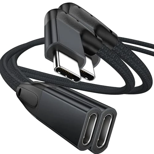 UseBean Right Angle USB C Extension Cable 1m 2-Pack, USB-C 3.1 Gen2 10Gbps Male to Female 4K Video Cord,Compatible for iPhone 15 Pro Max,M3 MacBook Mac,iPad Mini/Pro,Surface Go, Galaxy S24