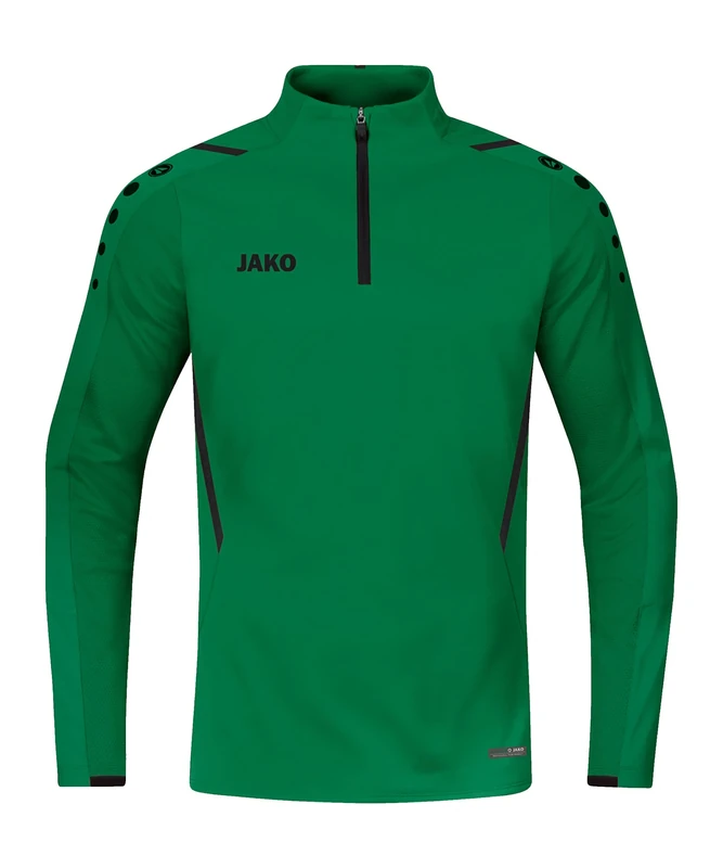 JAKO Challenge Unisex Children's Zip Top Challenge, unisex_child, Ziptop Challenge, 8621-201, Green-black (sports green/black), 140 (EU)