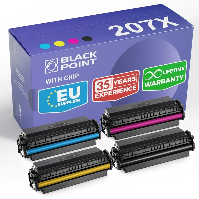 Blac Point [With Chip] Toner Set of 4 Compatible with HP 207X HP 207A W2210X W2210A W2211X W2212X W2213X for HP Color Laserjet Pro MFP M283fdw MFP M282nw MFP M283fdn HP LaserJet Pro MFP M255dw m255nw