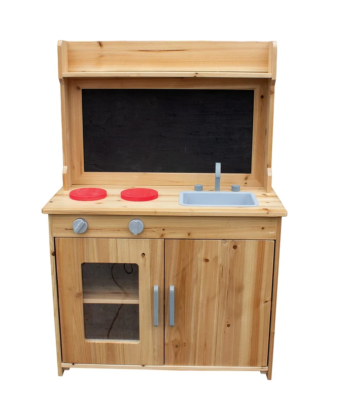 MV Sports HEDSTROM Kids Wooden Mud Kitchen | Junior Cook Outdoor Imaginative Play Set with Cupboards, Stoves & Water Sink | Chalkboard for Recipes & Storage Shelves | Ages 3+