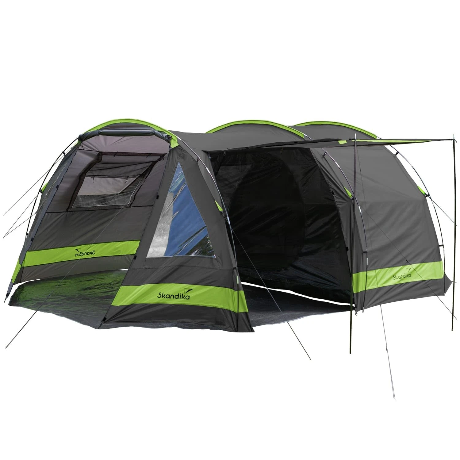 Skandika Kambo 4 man tent for camping | large 4 person family tunnel tent, matching groundsheet for living area, 3 entrances, waterproof, cabin with mosquito mesh, for festivals, outdoor
