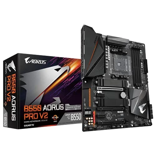 GIGABYTE B550 AORUS PRO V2 (AMD Ryzen 5000/ B550/ ATX/ PCIe4.0/ DDR4/ Realtek ALC1220-VB/Front & Rear USB Type-C/RGB Fusion 2.0/ Dual M.2 Thermal Guard/Gaming Motherboard)