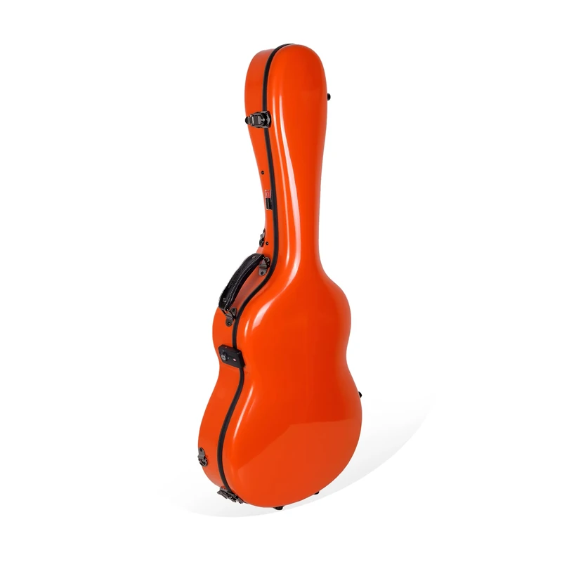 Crossrock Fiberglass Classical Guitar Case for 4/4 Nylon-String | Gloss Orange Shell, TSA Lock, Blue Velvet Interior – Lightweight Moulded Case for Travel - Orange(CRF2020COR)