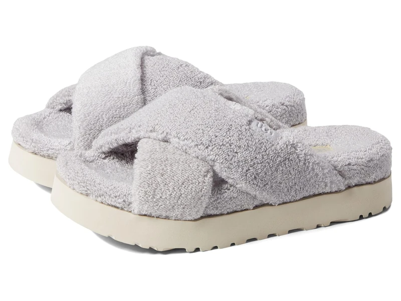 UGG Slipper Fuzz Sugar Terry Cross Slidemetal Grey For Women Uk Size 4