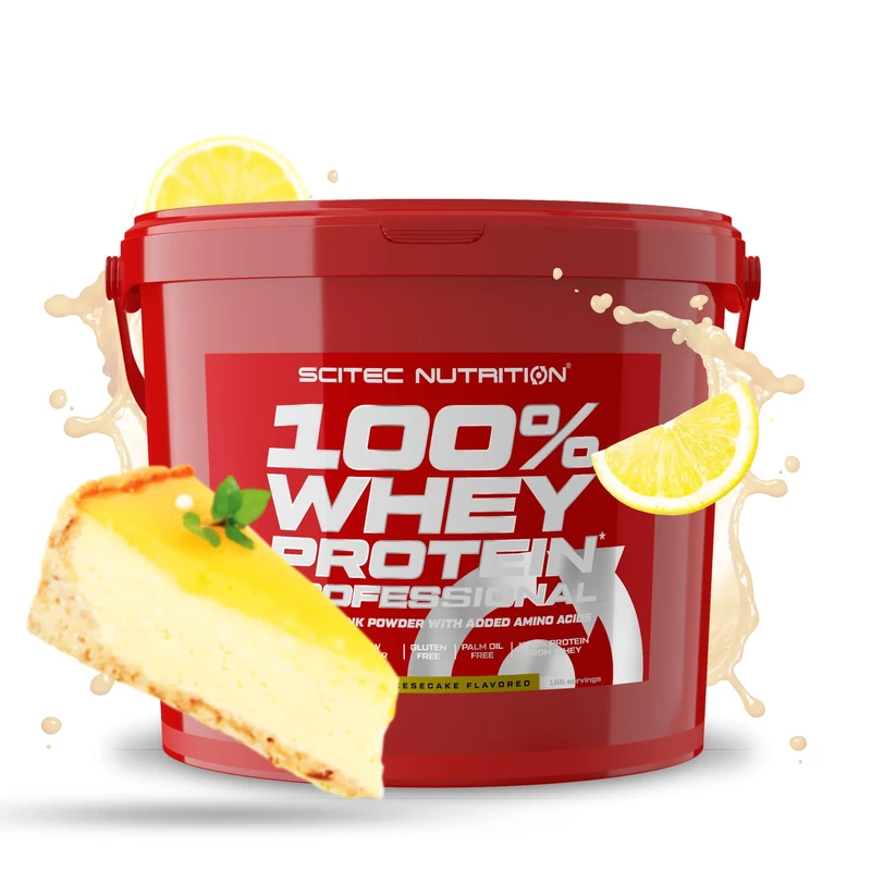 Scitec Nutrition 100% Whey Protein Professional – Enhanced with Extra Amino Acids & Digestive Enzymes – Gluten-Free – Palm Oil Free, 5 kg, Lemon Cheesecake