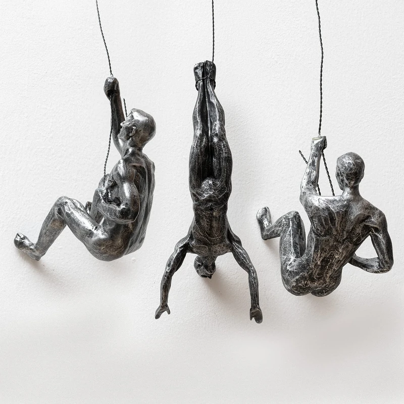 GUTE Set of 3 Climbing Men Man Wall Art Decor Sculpture (Set of 3) - Perfect Home Decor Gift, Climbing Man Wall Art Sculpture Decoration Statue Figurine Home & Office Rock Climbing Unique Gifts