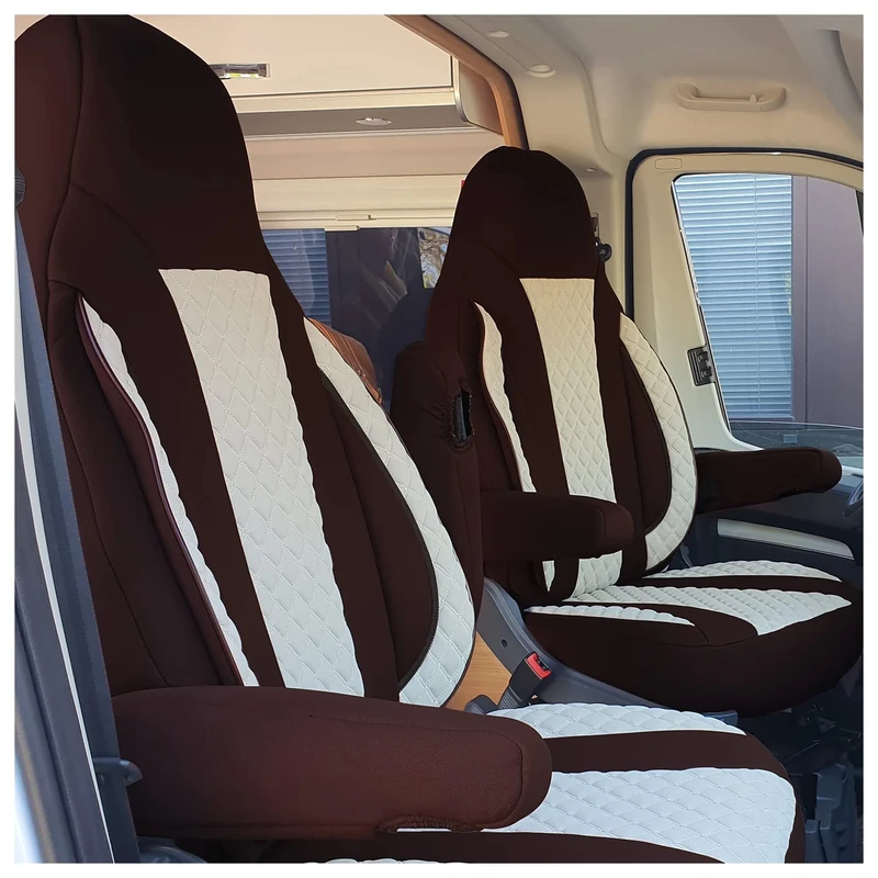 BREMER SITZBEZÜGE Made-To-Measure Driver Protective Covers, Seat Covers Compatible with Ducato, Weinsberg, Adria, Dethleffs Motorhome Accessories, Set of 2 Protective Covers Incl. Armrest Covers,